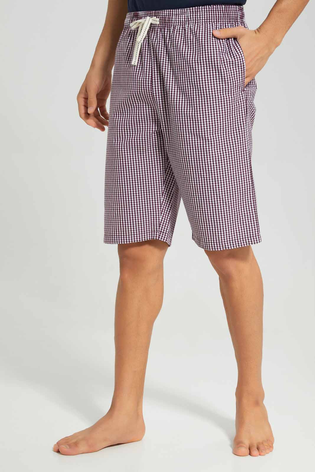 Redtag-Navy-Pyjama-Set-With-Check-Shorts-Category:Pyjama-Sets,-Colour:Navy,-Deals:New-In,-Filter:Men's-Clothing,-Men-Pyjama-Sets,-New-In-Men-APL,-Non-Sale,-Section:Men,-W22A-Men's-