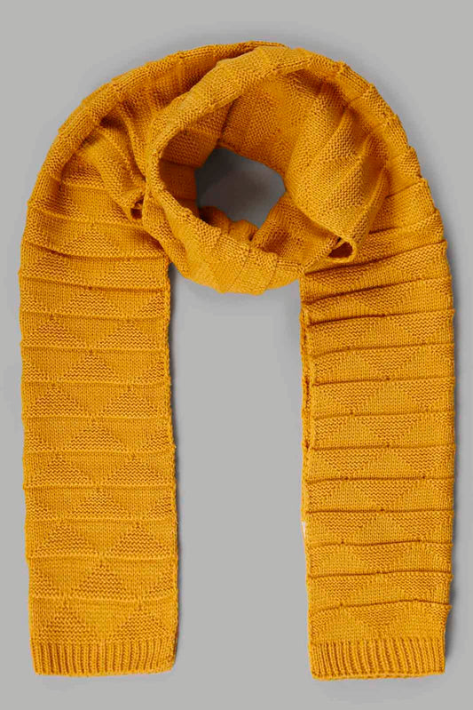 Redtag-Mustard-Embellished-Knitted-Scarfs-Category:Scarves,-Colour:Mustard,-Filter:Women's-Accessories,-New-In,-New-In-Women-ACC,-Non-Sale,-Section:Women,-W22B,-Women-Scarves-Women-