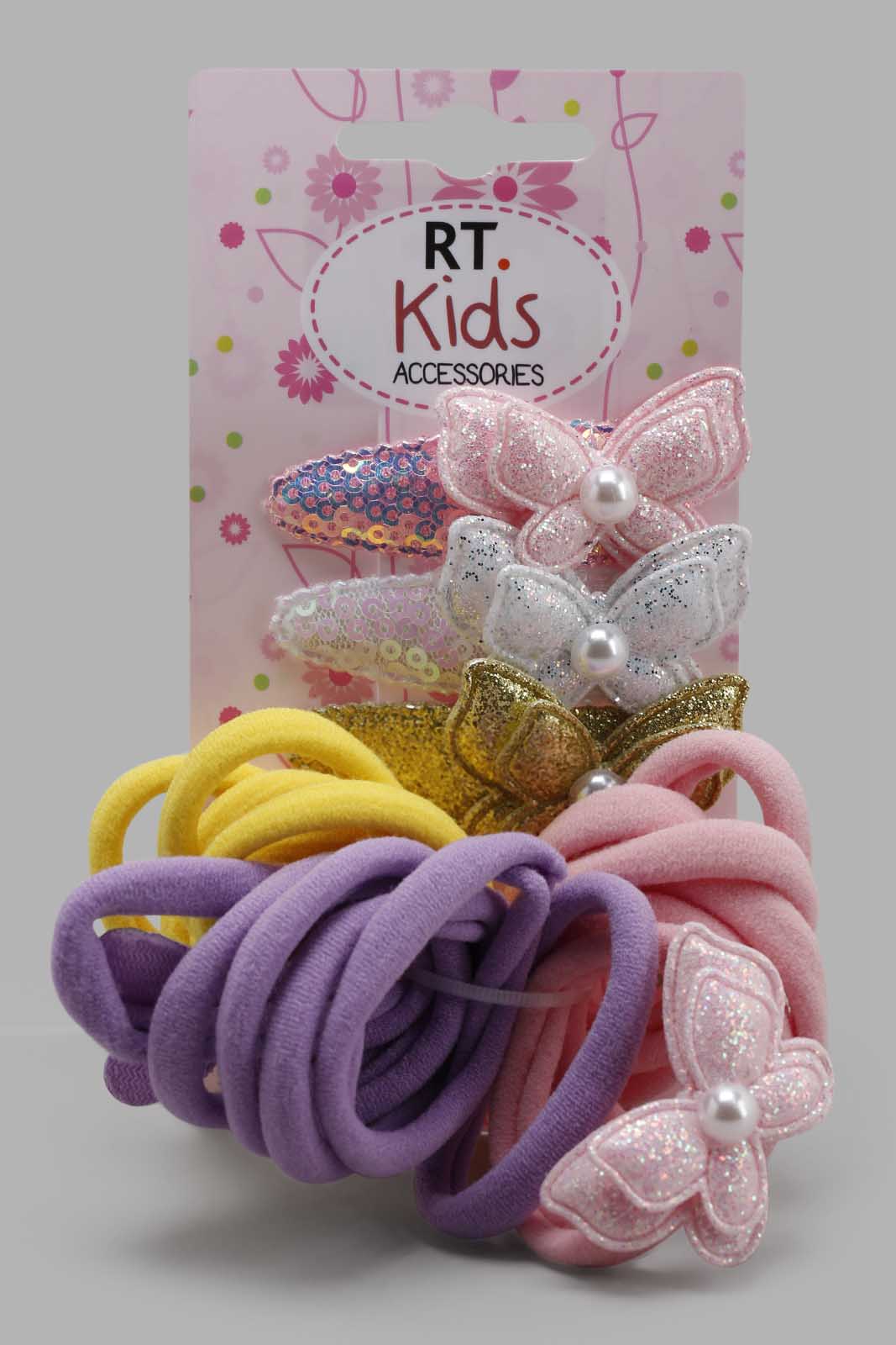 Girls Assorted Hair Clip And Scrunchies Set (17 Piece)