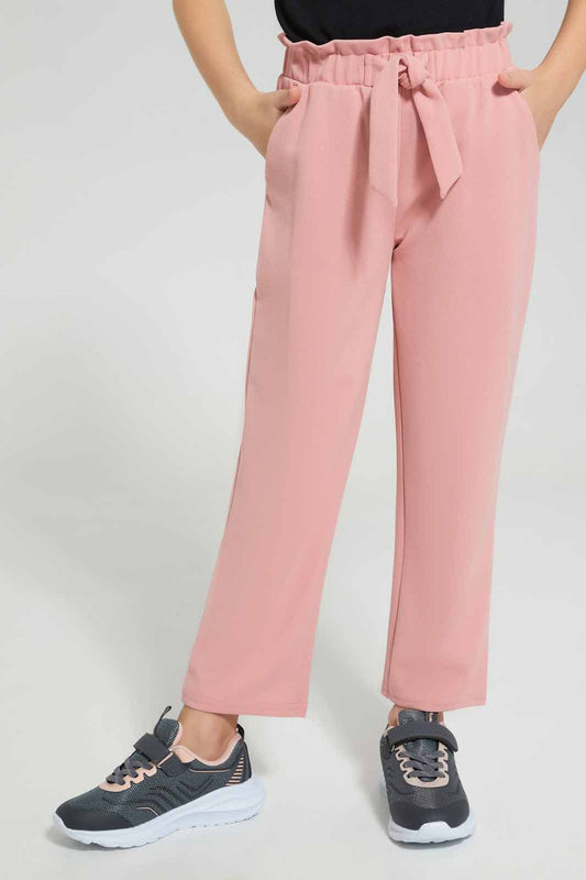 Redtag-Pale-Pink-Trouser-With-Belt-Category:Trousers,-Colour:Apricot,-Deals:New-In,-Filter:Girls-(2-to-8-Yrs),-GIR-Trousers,-New-In-GIR-APL,-Non-Sale,-Section:Girls-(0-to-14Yrs),-W22A-Girls-2 to 8 Years