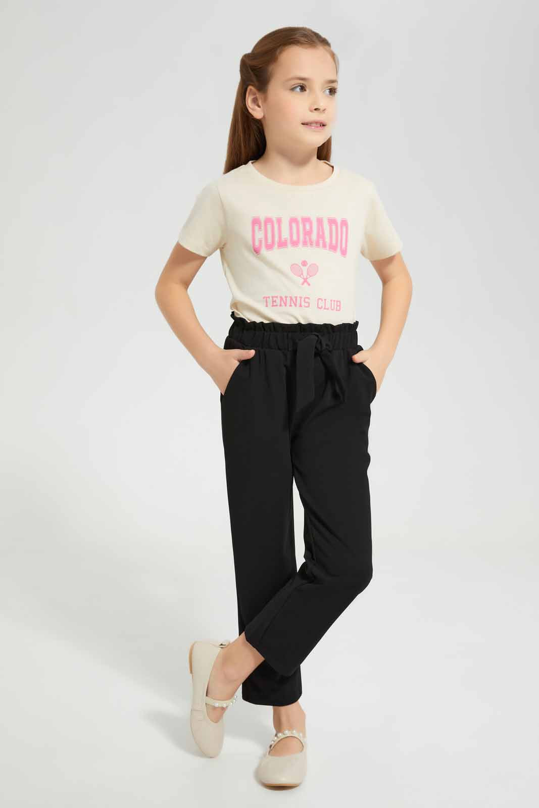 Redtag-Black-Trouser-With-Belt-Category:Trousers,-Colour:Black,-Deals:New-In,-Filter:Girls-(2-to-8-Yrs),-GIR-Trousers,-New-In-GIR-APL,-Non-Sale,-Section:Girls-(0-to-14Yrs),-W22A-Girls-2 to 8 Years
