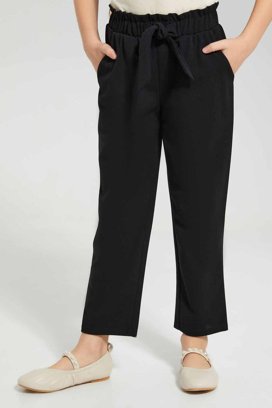 Redtag-Black-Trouser-With-Belt-Category:Trousers,-Colour:Black,-Deals:New-In,-Filter:Girls-(2-to-8-Yrs),-GIR-Trousers,-New-In-GIR-APL,-Non-Sale,-Section:Girls-(0-to-14Yrs),-W22A-Girls-2 to 8 Years