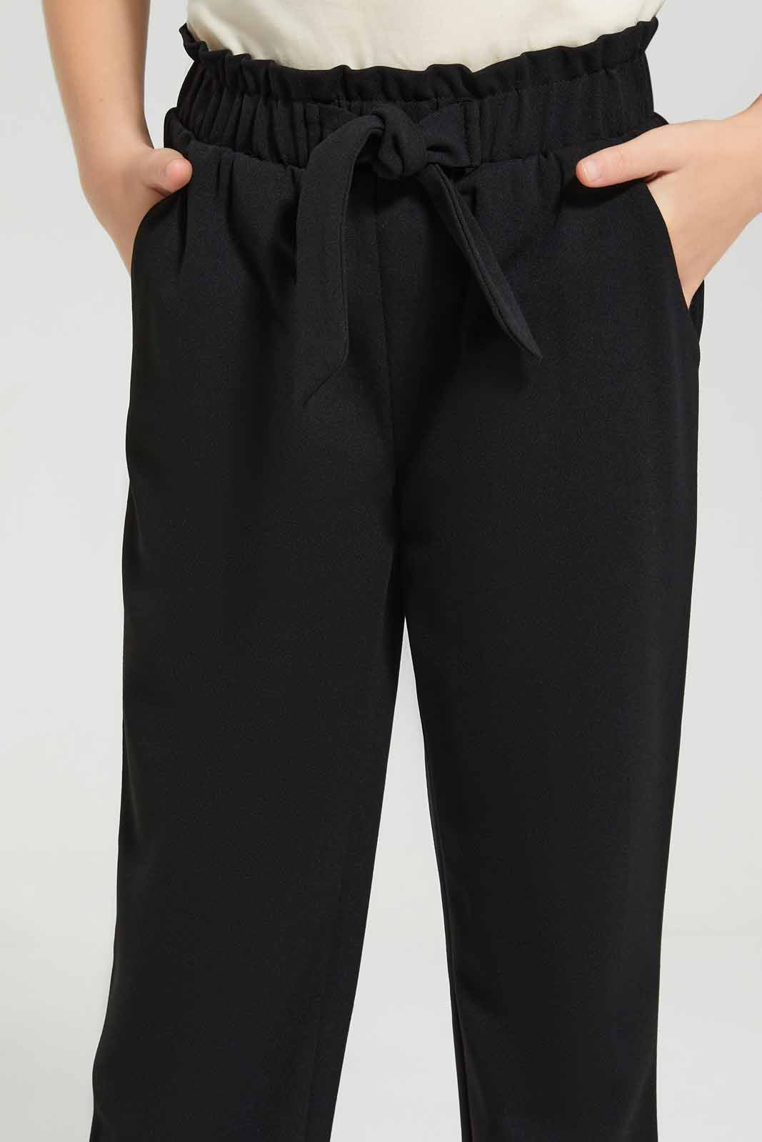Redtag-Black-Trouser-With-Belt-Category:Trousers,-Colour:Black,-Deals:New-In,-Filter:Girls-(2-to-8-Yrs),-GIR-Trousers,-New-In-GIR-APL,-Non-Sale,-Section:Girls-(0-to-14Yrs),-W22A-Girls-2 to 8 Years