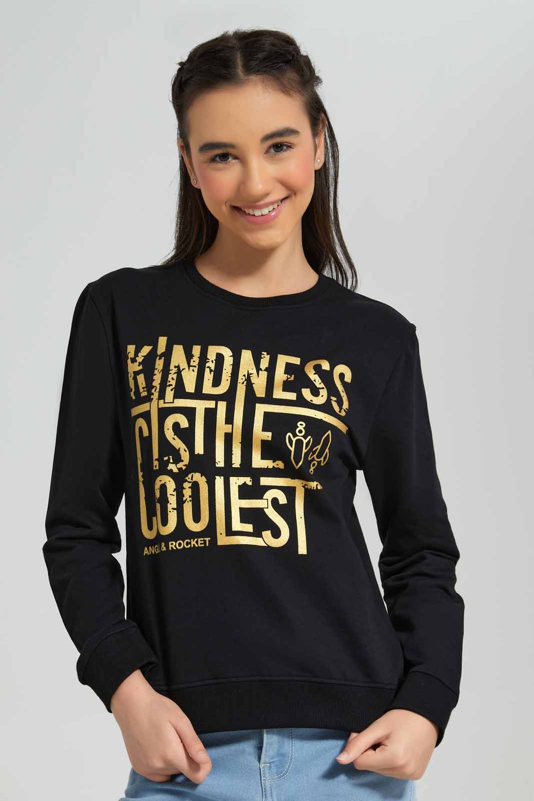 Redtag-Black-Besic-Sweatshirt-Category:Sweatshirts,-Colour:Black,-Deals:New-In,-Filter:Senior-Girls-(8-to-14-Yrs),-GSR-Sweatshirts,-New-In-GSR-APL,-Non-Sale,-Section:Girls-(0-to-14Yrs),-TBL,-W22B-Senior-Girls-9 to 14 Years