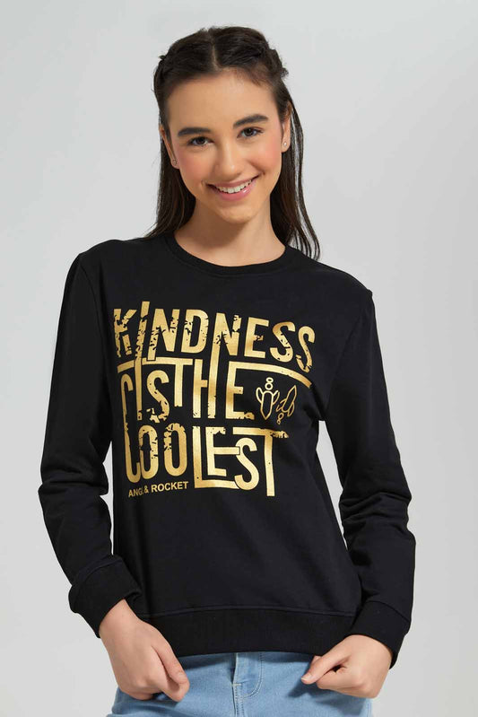Redtag-Black-Besic-Sweatshirt-Category:Sweatshirts,-Colour:Black,-Deals:New-In,-Filter:Senior-Girls-(8-to-14-Yrs),-GSR-Sweatshirts,-New-In-GSR-APL,-Non-Sale,-Section:Girls-(0-to-14Yrs),-TBL,-W22B-Senior-Girls-9 to 14 Years