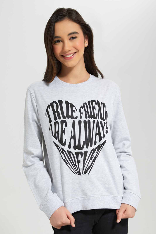 Redtag-Grey-melange-Besic-Sweatshirt-Category:Sweatshirts,-Colour:Grey,-Deals:New-In,-Filter:Senior-Girls-(8-to-14-Yrs),-GSR-Sweatshirts,-New-In-GSR-APL,-Non-Sale,-Section:Girls-(0-to-14Yrs),-TBL,-W22B-Senior-Girls-9 to 14 Years