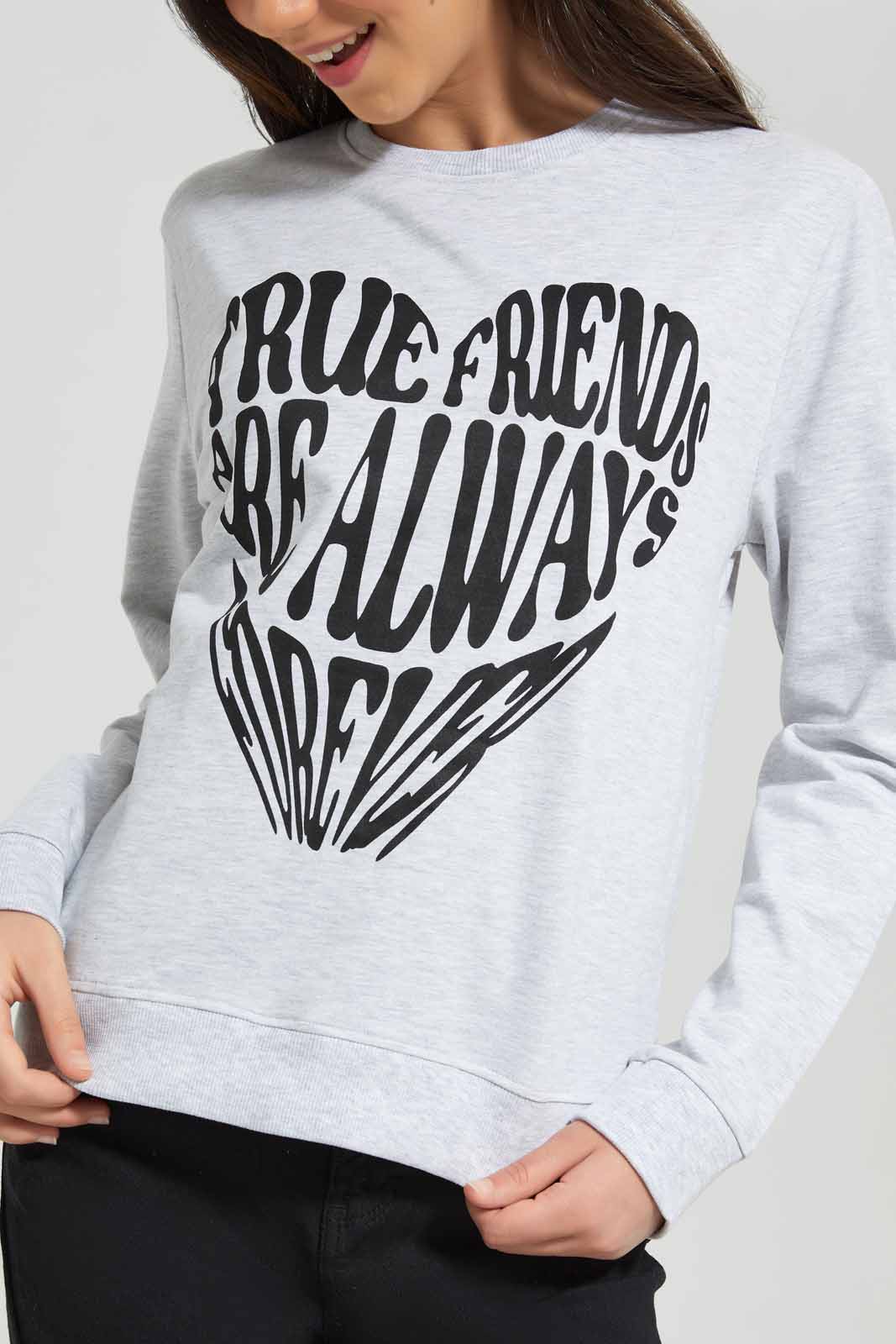 Redtag-Grey-melange-Besic-Sweatshirt-Category:Sweatshirts,-Colour:Grey,-Deals:New-In,-Filter:Senior-Girls-(8-to-14-Yrs),-GSR-Sweatshirts,-New-In-GSR-APL,-Non-Sale,-Section:Girls-(0-to-14Yrs),-TBL,-W22B-Senior-Girls-9 to 14 Years