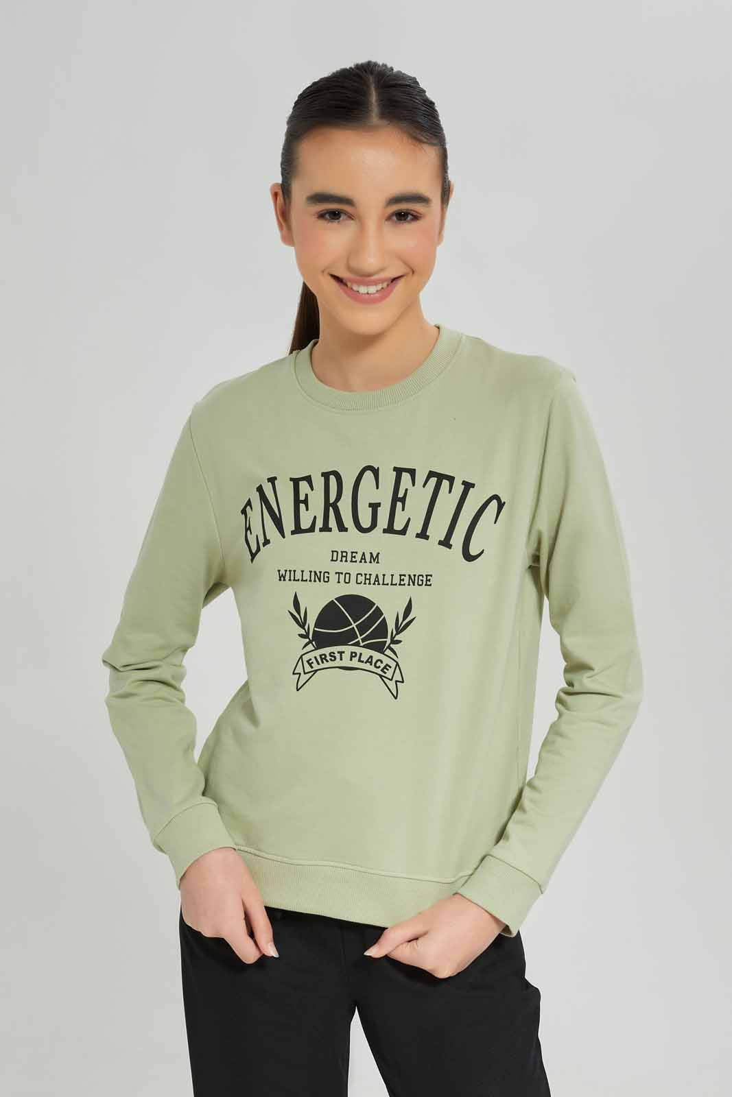 Redtag-Mint-Besic-Sweatshirt-Category:Sweatshirts,-Colour:Green,-Deals:New-In,-Dept:Girls,-Filter:Senior-Girls-(8-to-14-Yrs),-GSR-Sweatshirts,-New-In-GSR-APL,-Non-Sale,-Section:Girls-(0-to-14Yrs),-TBL,-W22B-Senior-Girls-9 to 14 Years