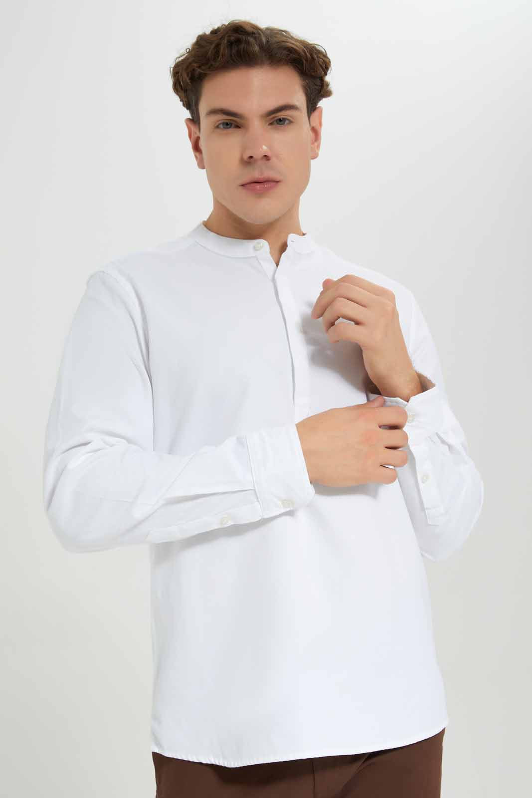 Redtag-White-L/S-Oxford-Kurta-Shirt-Category:Shirts,-Colour:White,-Deals:New-In,-Filter:Men's-Clothing,-Men-Shirts,-New-In-Men-APL,-Non-Sale,-Section:Men,-W22A-Men's-