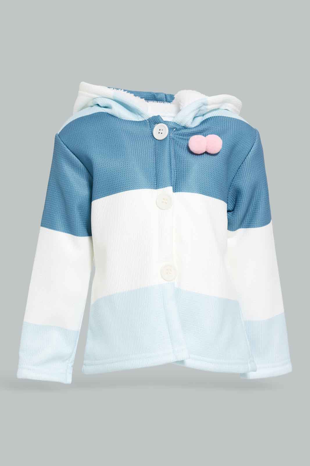 Redtag-Blue-Multi-Colour-Hoded-Cable-Jacket-Category:Jackets,-Colour:Blue,-Deals:New-In,-Dept:Girls,-EHW,-Filter:Infant-Girls-(3-to-24-Mths),-ING-Jackets,-New-In-ING-APL,-Non-Sale,-Section:Girls-(0-to-14Yrs),-W22B-Infant-Girls-3 to 24 Months