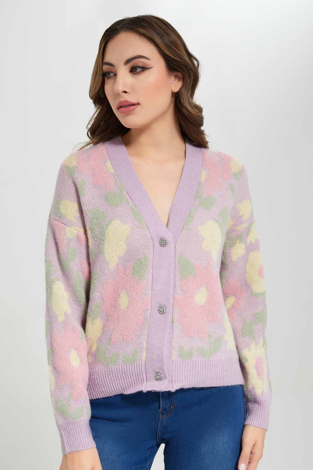 Redtag-Floral-Knitted-Fashion-Cardigan-Category:Cardigans,-Colour:Assorted,-Deals:New-In,-Filter:Women's-Clothing,-New-In-Women-APL,-Non-Sale,-Section:Women,-W22B,-Women-Cardigans-Women's-