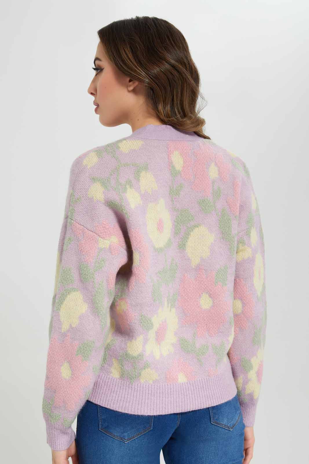 Redtag-Floral-Knitted-Fashion-Cardigan-Category:Cardigans,-Colour:Assorted,-Deals:New-In,-Filter:Women's-Clothing,-New-In-Women-APL,-Non-Sale,-Section:Women,-W22B,-Women-Cardigans-Women's-