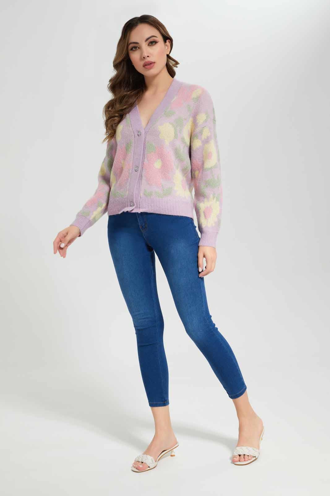 Redtag-Floral-Knitted-Fashion-Cardigan-Category:Cardigans,-Colour:Assorted,-Deals:New-In,-Filter:Women's-Clothing,-New-In-Women-APL,-Non-Sale,-Section:Women,-W22B,-Women-Cardigans-Women's-