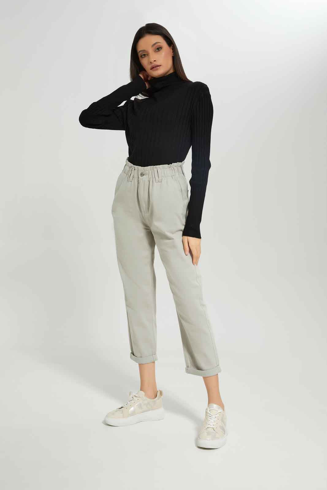 Redtag-Black-Rib-Solid-High-NeckPullover-Category:Pullovers,-Colour:Black,-Deals:New-In,-Dept:Ladieswear,-Filter:Women's-Clothing,-New-In-Women-APL,-Non-Sale,-Section:Women,-TBL,-W22B,-Women-Pullovers-Women's-