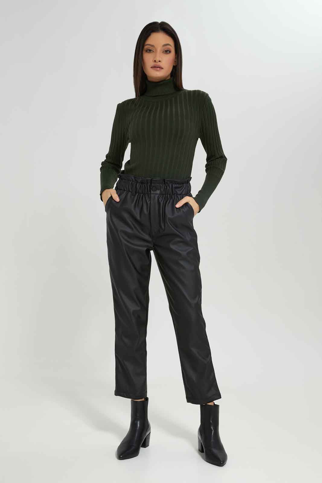 Redtag-Olive-Rib-Solid-High-NeckPullover-Category:Pullovers,-Colour:Olive,-Deals:New-In,-Dept:Ladieswear,-Filter:Women's-Clothing,-New-In-Women-APL,-Non-Sale,-Section:Women,-TBL,-W22B,-Women-Pullovers-Women's-