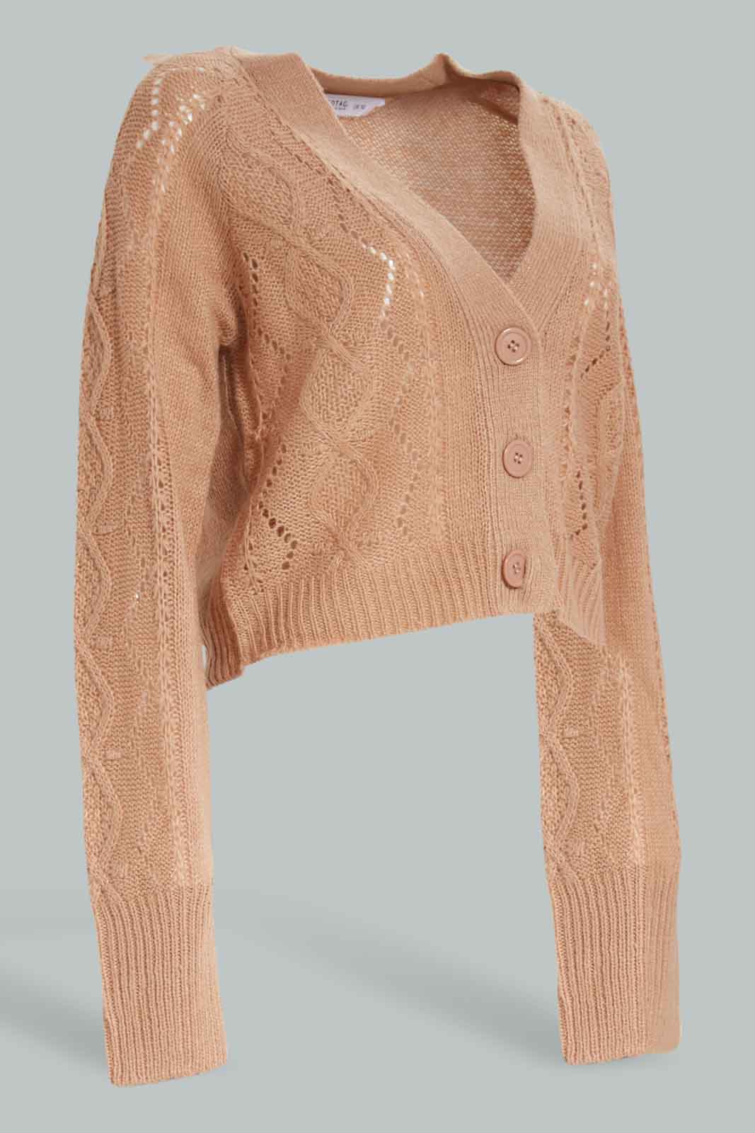 Redtag-Mauve-Cable-Knit-Button-Front-Cardigan-Category:Cardigans,-Colour:Mauve,-Deals:New-In,-Dept:Ladieswear,-Filter:Women's-Clothing,-New-In-Women-APL,-Non-Sale,-Section:Women,-W22B,-Women-Cardigans-Women's-