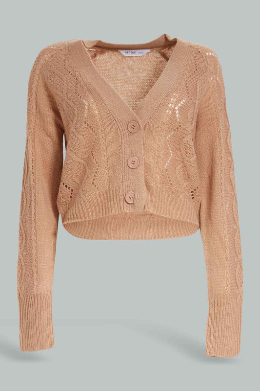 Redtag-Mauve-Cable-Knit-Button-Front-Cardigan-Category:Cardigans,-Colour:Mauve,-Deals:New-In,-Dept:Ladieswear,-Filter:Women's-Clothing,-New-In-Women-APL,-Non-Sale,-Section:Women,-W22B,-Women-Cardigans-Women's-