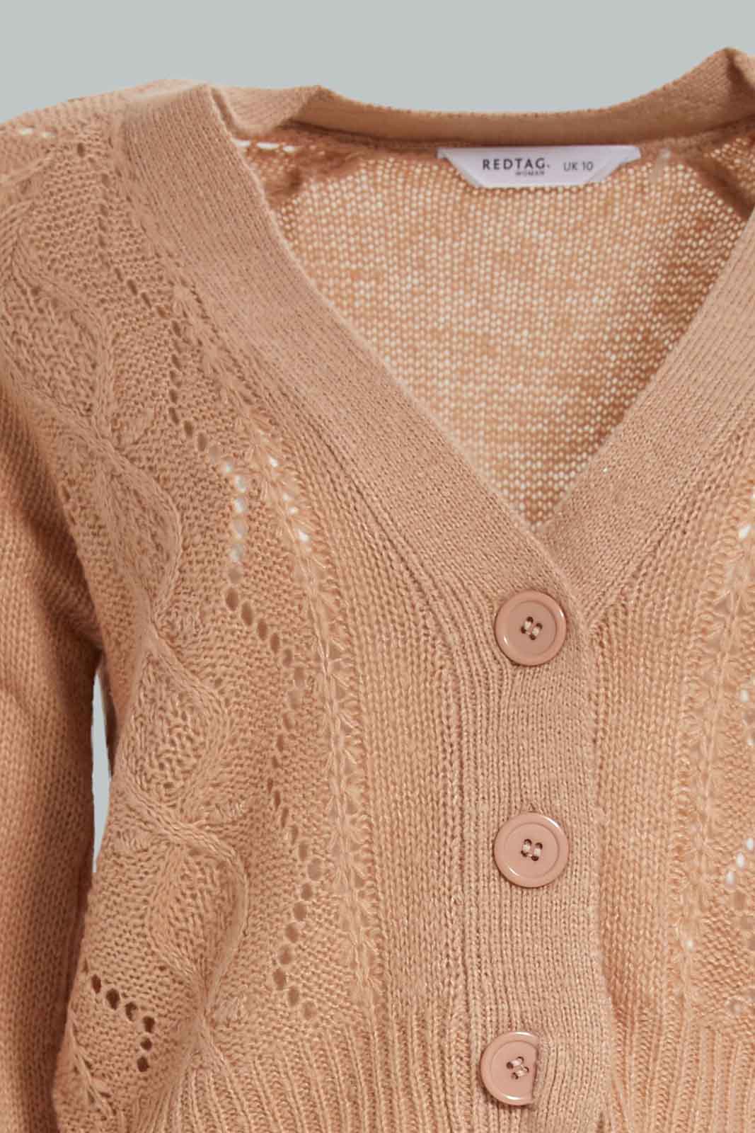 Redtag-Mauve-Cable-Knit-Button-Front-Cardigan-Category:Cardigans,-Colour:Mauve,-Deals:New-In,-Dept:Ladieswear,-Filter:Women's-Clothing,-New-In-Women-APL,-Non-Sale,-Section:Women,-W22B,-Women-Cardigans-Women's-