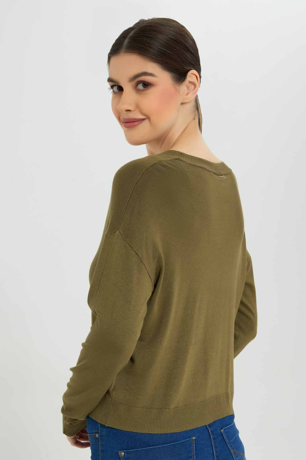 Redtag-Olive-Button-Front-V-Neck-Cardigan-Category:Cardigans,-Colour:Olive,-Deals:New-In,-Filter:Women's-Clothing,-New-In-Women-APL,-Non-Sale,-Section:Women,-TBL,-W22B,-Women-Cardigans-Women's-