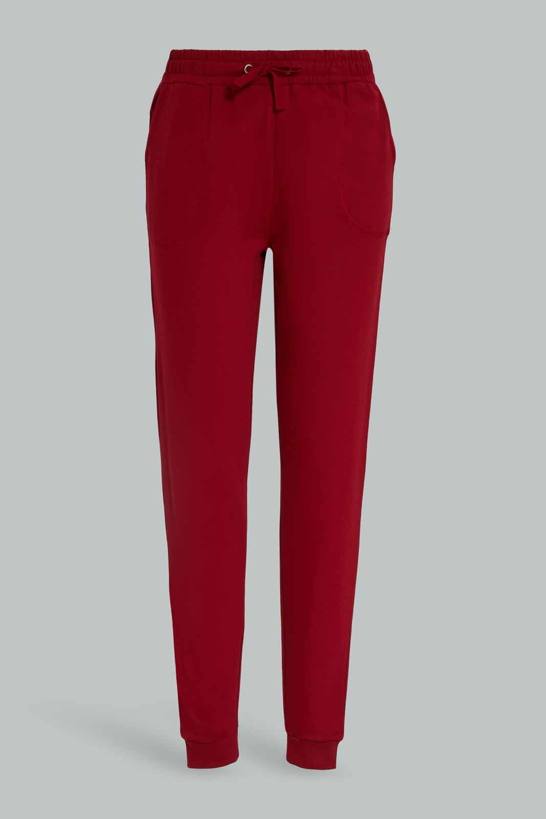 Redtag-Burgundy-Basic-Track-Pants-Category:Joggers,-Colour:Burgundy,-Deals:New-In,-Dept:Girls,-Filter:Senior-Girls-(8-to-14-Yrs),-GSR-Joggers,-New-In-GSR-APL,-Non-Sale,-Section:Girls-(0-to-14Yrs),-TBL,-W22B-Senior-Girls-9 to 14 Years