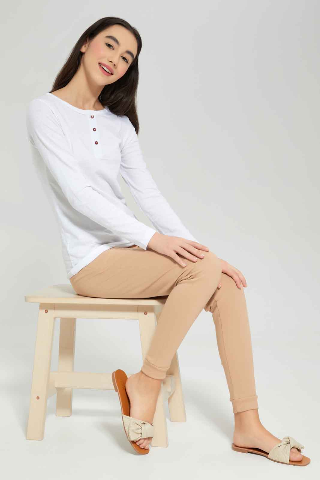 Redtag-Beige-Basic-Track-Pants-Category:Joggers,-Colour:Beige,-Deals:New-In,-Dept:Girls,-Filter:Senior-Girls-(8-to-14-Yrs),-GSR-Joggers,-New-In-GSR-APL,-Non-Sale,-Section:Girls-(0-to-14Yrs),-TBL,-W22B-Senior-Girls-9 to 14 Years