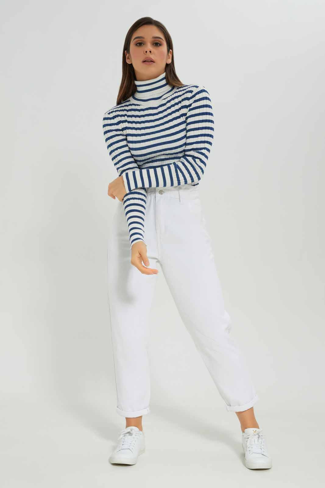 Redtag-Rib-Striped-High-Neck-Pullover-Category:Pullovers,-Colour:Assorted,-Deals:New-In,-Dept:Ladieswear,-Filter:Women's-Clothing,-New-In-Women-APL,-Non-Sale,-Section:Women,-TBL,-W22B,-Women-Pullovers-Women's-