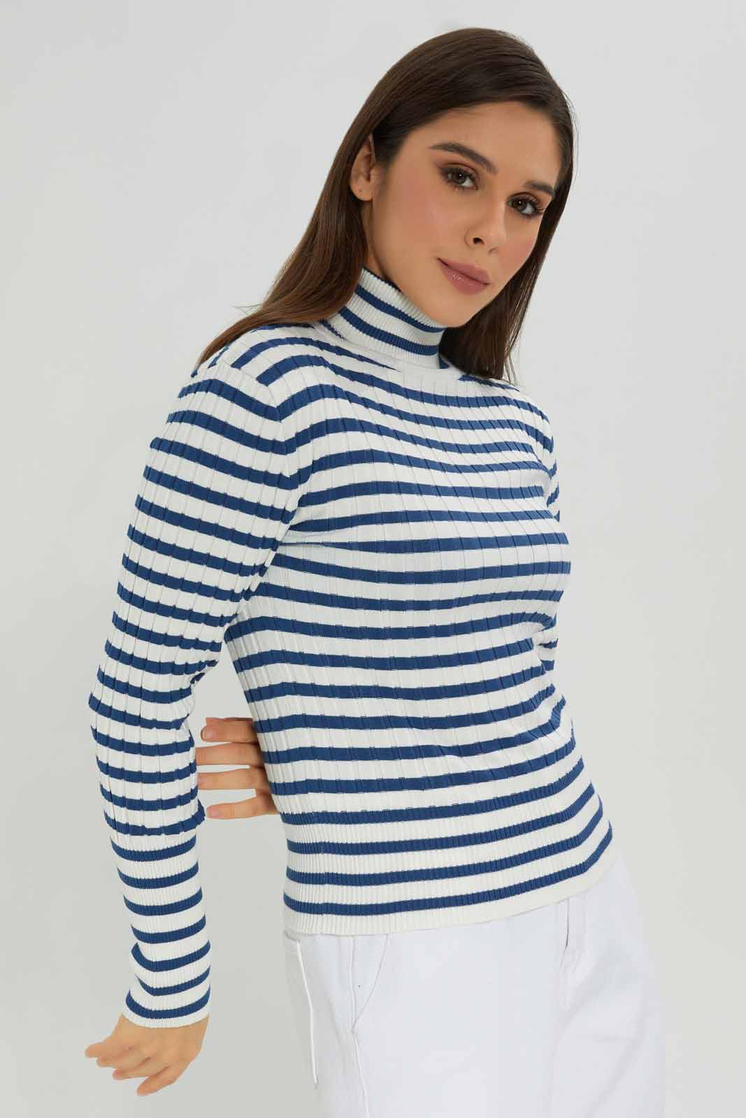 Redtag-Rib-Striped-High-Neck-Pullover-Category:Pullovers,-Colour:Assorted,-Deals:New-In,-Dept:Ladieswear,-Filter:Women's-Clothing,-New-In-Women-APL,-Non-Sale,-Section:Women,-TBL,-W22B,-Women-Pullovers-Women's-