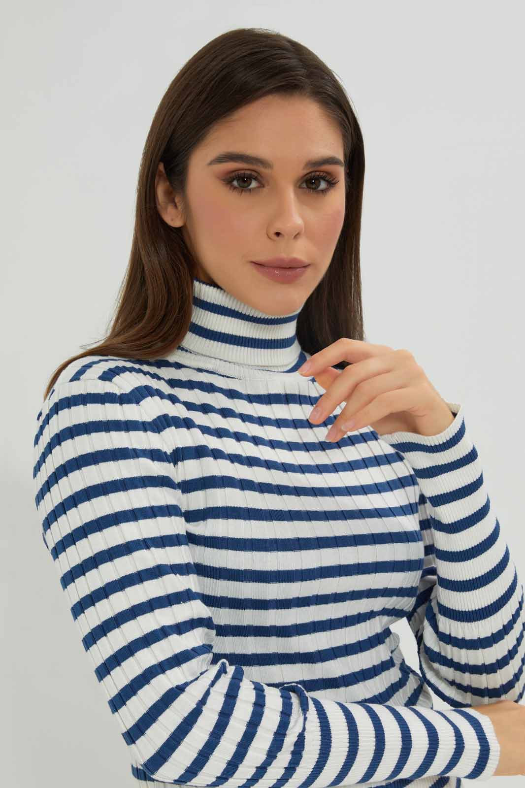 Redtag-Rib-Striped-High-Neck-Pullover-Category:Pullovers,-Colour:Assorted,-Deals:New-In,-Dept:Ladieswear,-Filter:Women's-Clothing,-New-In-Women-APL,-Non-Sale,-Section:Women,-TBL,-W22B,-Women-Pullovers-Women's-