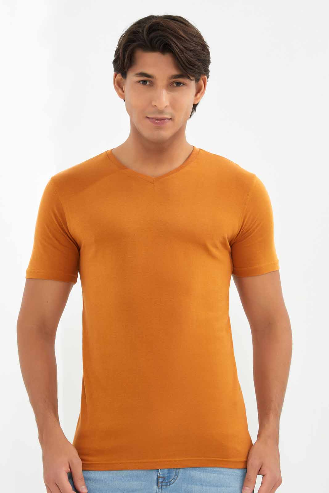 Redtag-Yellow-V-Neck-T-Shirt-Category:T-Shirts,-Colour:Yellow,-Deals:New-In,-Filter:Men's-Clothing,-Men-T-Shirts,-New-In-Men-APL,-Non-Sale,-Section:Men,-TBL,-W22A-Men's-
