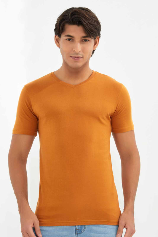 Redtag-Yellow-V-Neck-T-Shirt-Category:T-Shirts,-Colour:Yellow,-Deals:New-In,-Filter:Men's-Clothing,-Men-T-Shirts,-New-In-Men-APL,-Non-Sale,-Section:Men,-TBL,-W22A-Men's-