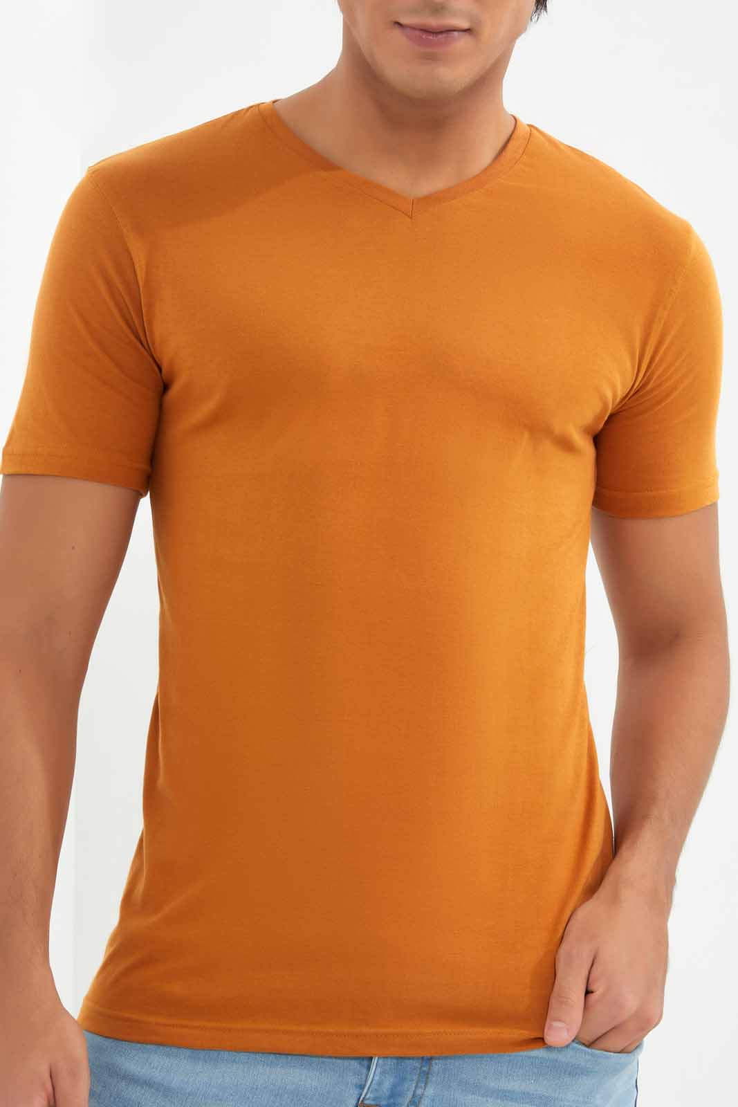 Redtag-Yellow-V-Neck-T-Shirt-Category:T-Shirts,-Colour:Yellow,-Deals:New-In,-Filter:Men's-Clothing,-Men-T-Shirts,-New-In-Men-APL,-Non-Sale,-Section:Men,-TBL,-W22A-Men's-