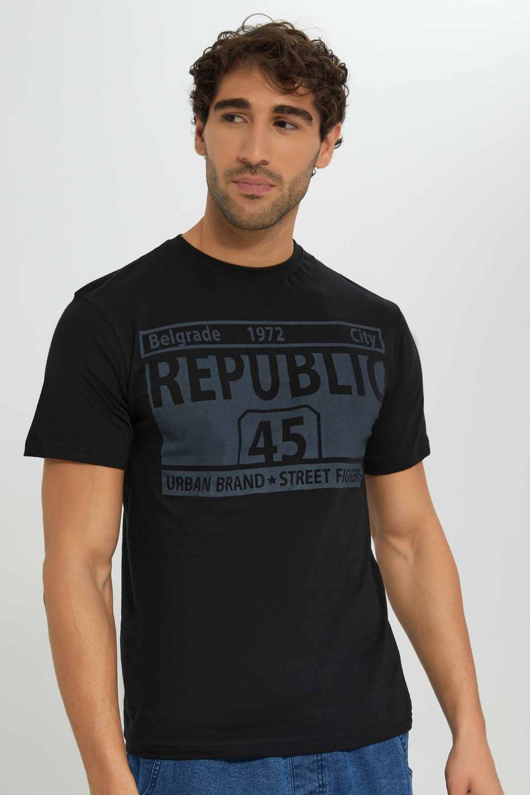Redtag-Black-Graphic-T-Shirt-Category:T-Shirts,-Colour:Black,-Deals:New-In,-Filter:Men's-Clothing,-Men-T-Shirts,-New-In-Men-APL,-Non-Sale,-Section:Men,-TBL,-W22A-Men's-