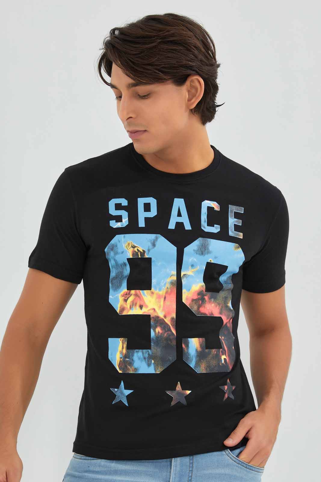 Redtag-Black-Graphic-T-Shirt-Category:T-Shirts,-Colour:Black,-Deals:New-In,-Filter:Men's-Clothing,-Men-T-Shirts,-New-In-Men-APL,-Non-Sale,-Section:Men,-TBL,-W22A-Men's-