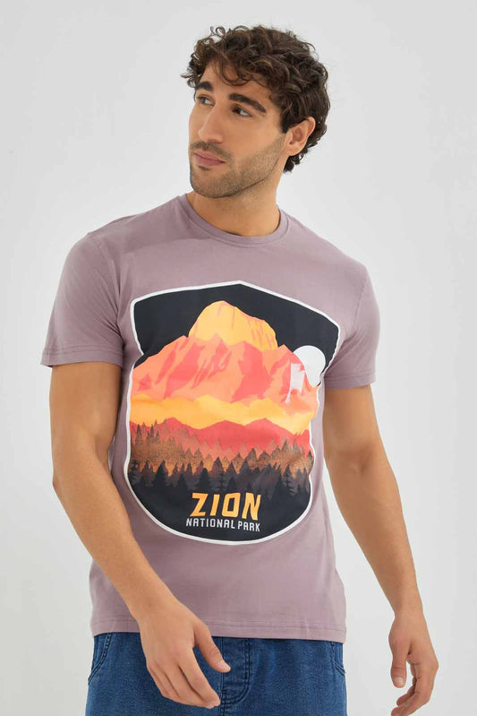 Redtag-Purple-Graphic-T-shirt-Category:T-Shirts,-Colour:Purple,-Deals:New-In,-Filter:Men's-Clothing,-Men-T-Shirts,-New-In-Men-APL,-Non-Sale,-Section:Men,-TBL,-W22A-Men's-