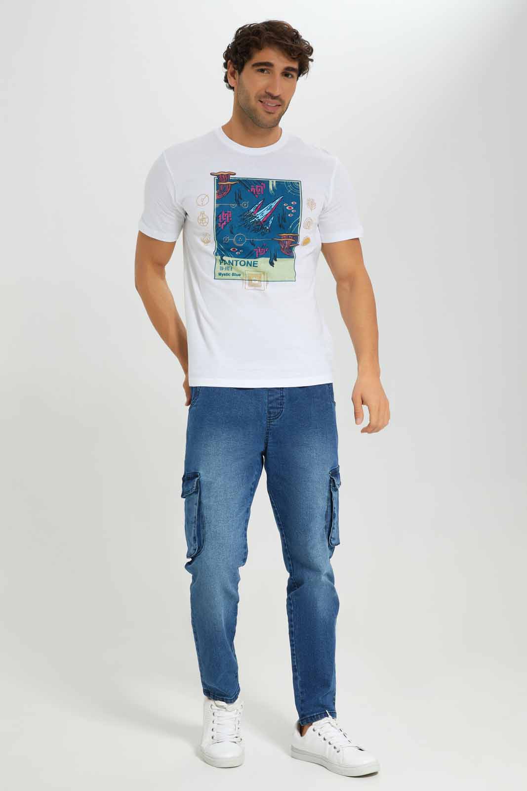 Redtag-White-Graphic-T-Shirt-Category:T-Shirts,-Colour:White,-Deals:New-In,-Filter:Men's-Clothing,-Men-T-Shirts,-New-In-Men-APL,-Non-Sale,-Section:Men,-TBL,-W22A-Men's-