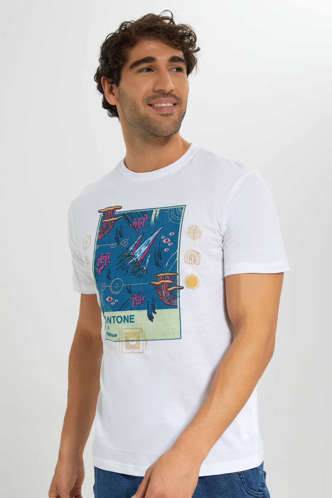 Redtag-White-Graphic-T-Shirt-Category:T-Shirts,-Colour:White,-Deals:New-In,-Filter:Men's-Clothing,-Men-T-Shirts,-New-In-Men-APL,-Non-Sale,-Section:Men,-TBL,-W22A-Men's-