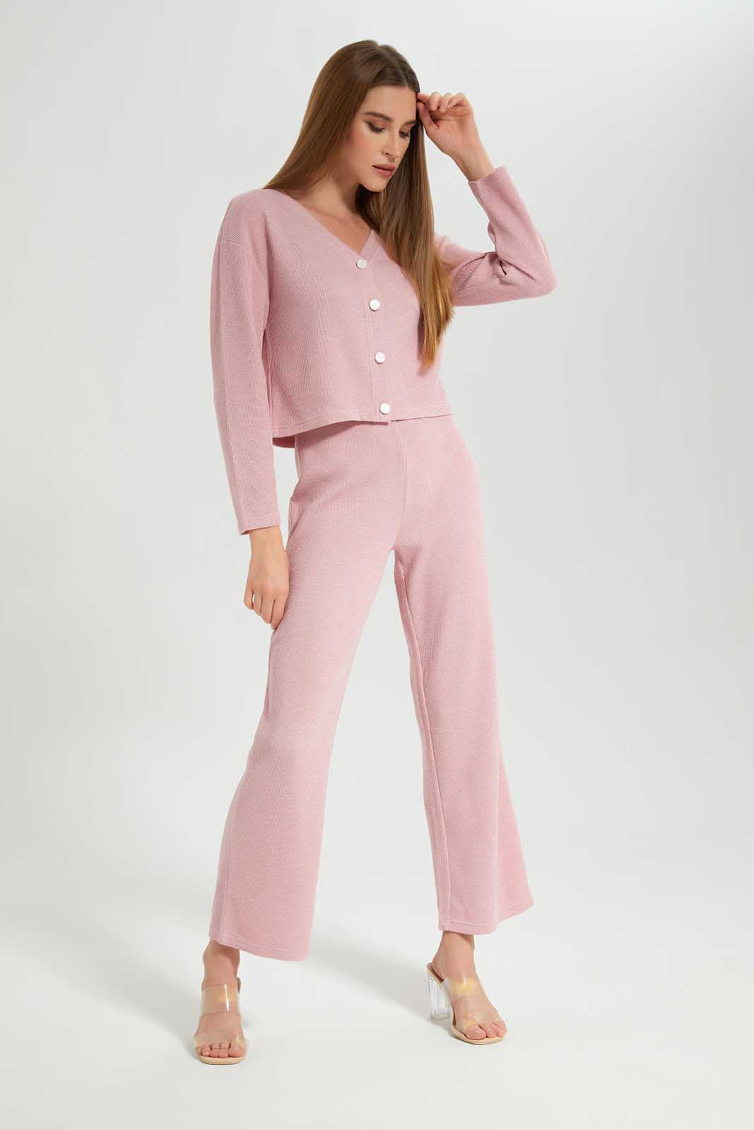 Redtag-Pink-Flared-Trouser-Category:Trousers,-Colour:Apricot,-Deals:New-In,-Filter:Women's-Clothing,-LEC,-LEC-Trousers,-New-In-LEC-APL,-Non-Sale,-Section:Women,-W22B-Women's-