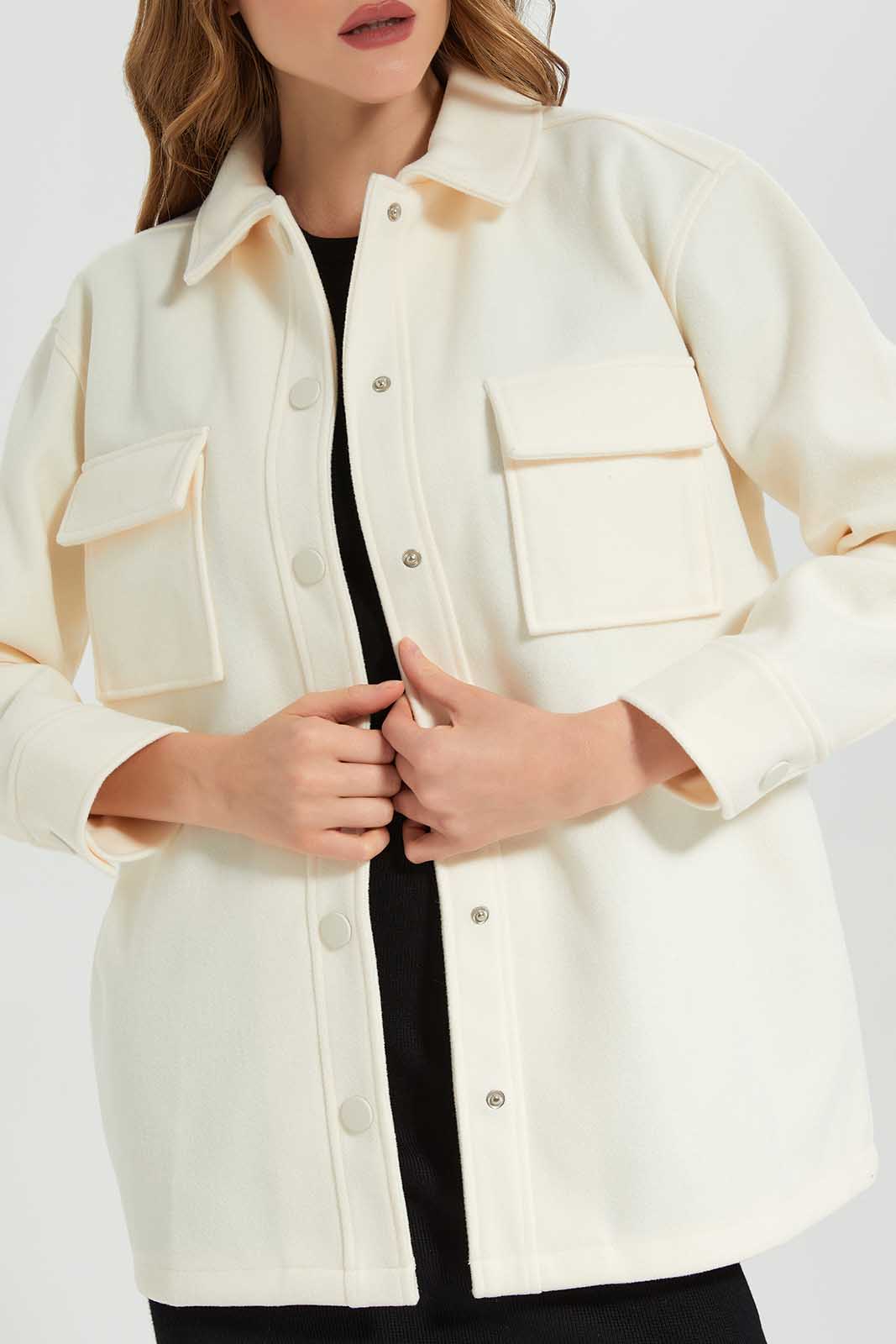 Redtag-Beige-Collared-Button-Front-Jacket-Category:Jackets,-Colour:Beige,-Deals:New-In,-Filter:Women's-Clothing,-LEC,-LEC-Jackets,-New-In-LEC-APL,-Non-Sale,-Section:Women,-W22B-Women's-