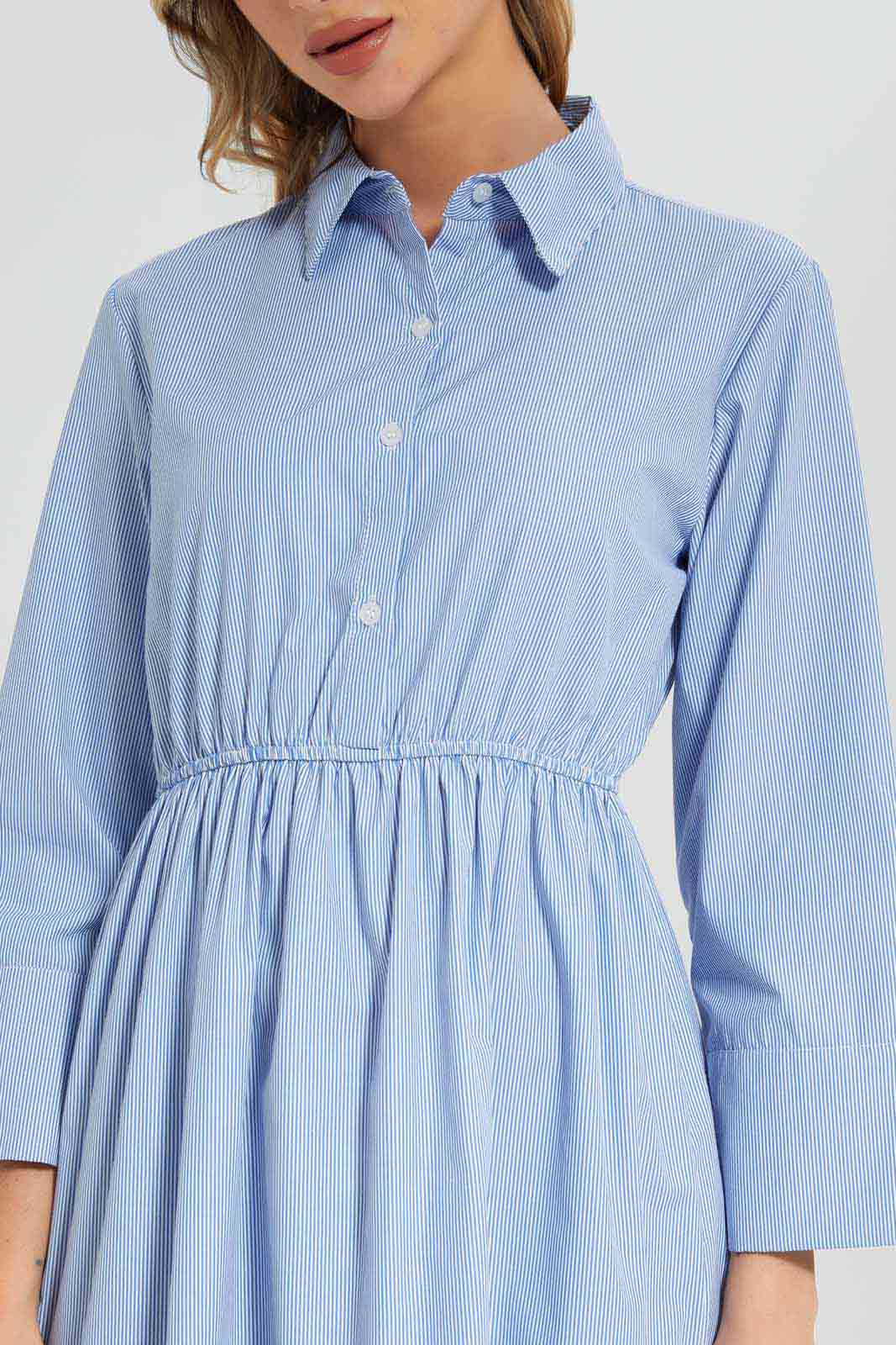 Redtag-Striped-Tiered-Dress-Category:Dresses,-Colour:Blue,-Deals:New-In,-Filter:Women's-Clothing,-New-In-Women-APL,-Non-Sale,-Section:Women,-W22A,-Women-Dresses-Women's-