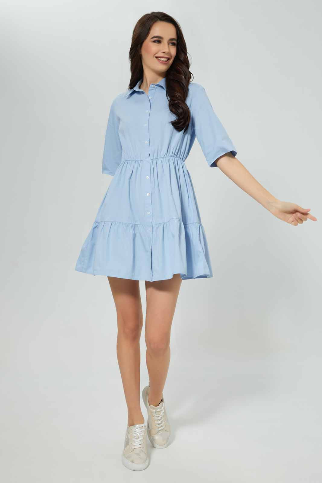 Redtag-Poplin-Shirt-Dress-Category:Dresses,-Colour:Blue,-Deals:New-In,-Filter:Women's-Clothing,-New-In-Women-APL,-Non-Sale,-Section:Women,-W22A,-Women-Dresses-Women's-