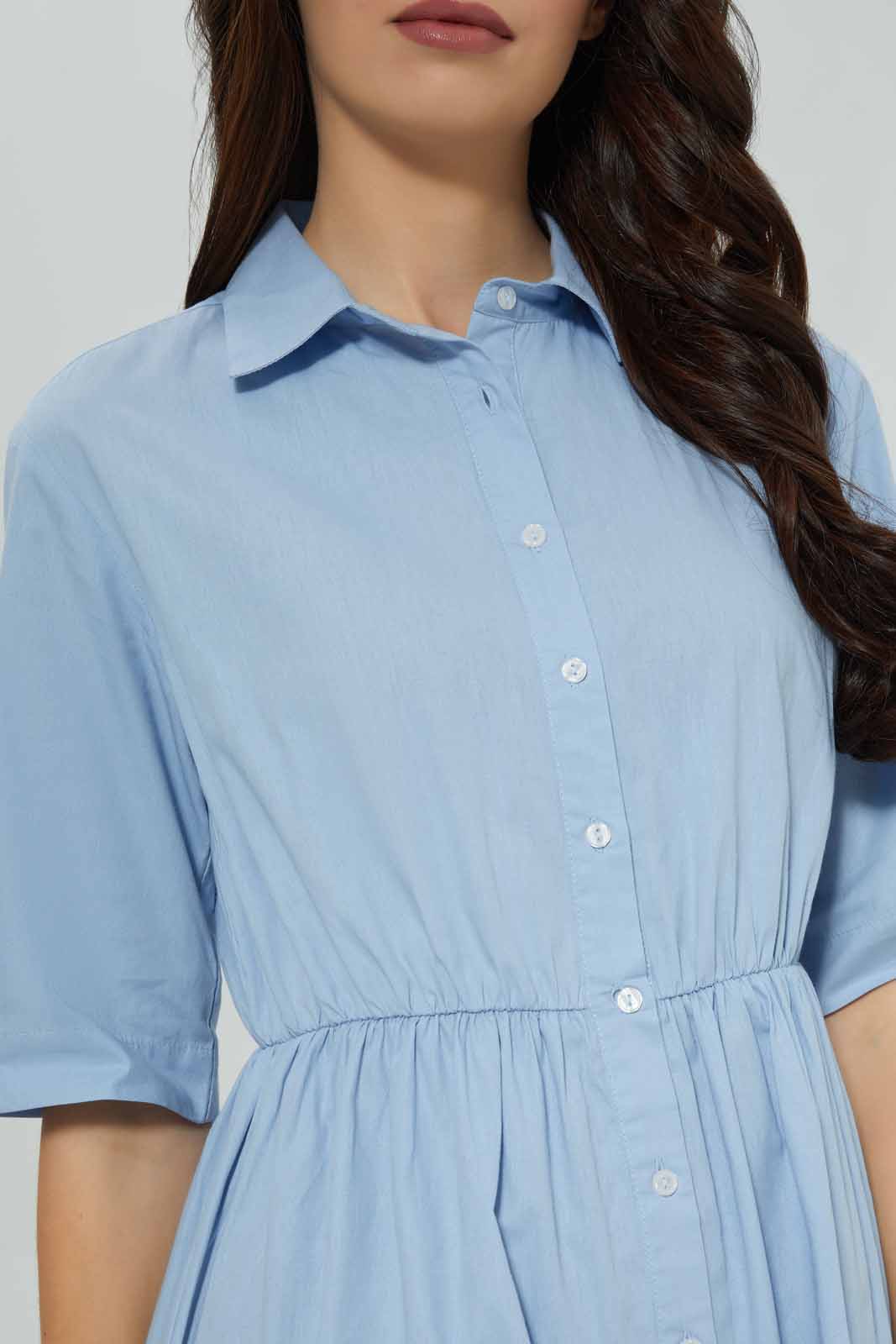 Redtag-Poplin-Shirt-Dress-Category:Dresses,-Colour:Blue,-Deals:New-In,-Filter:Women's-Clothing,-New-In-Women-APL,-Non-Sale,-Section:Women,-W22A,-Women-Dresses-Women's-