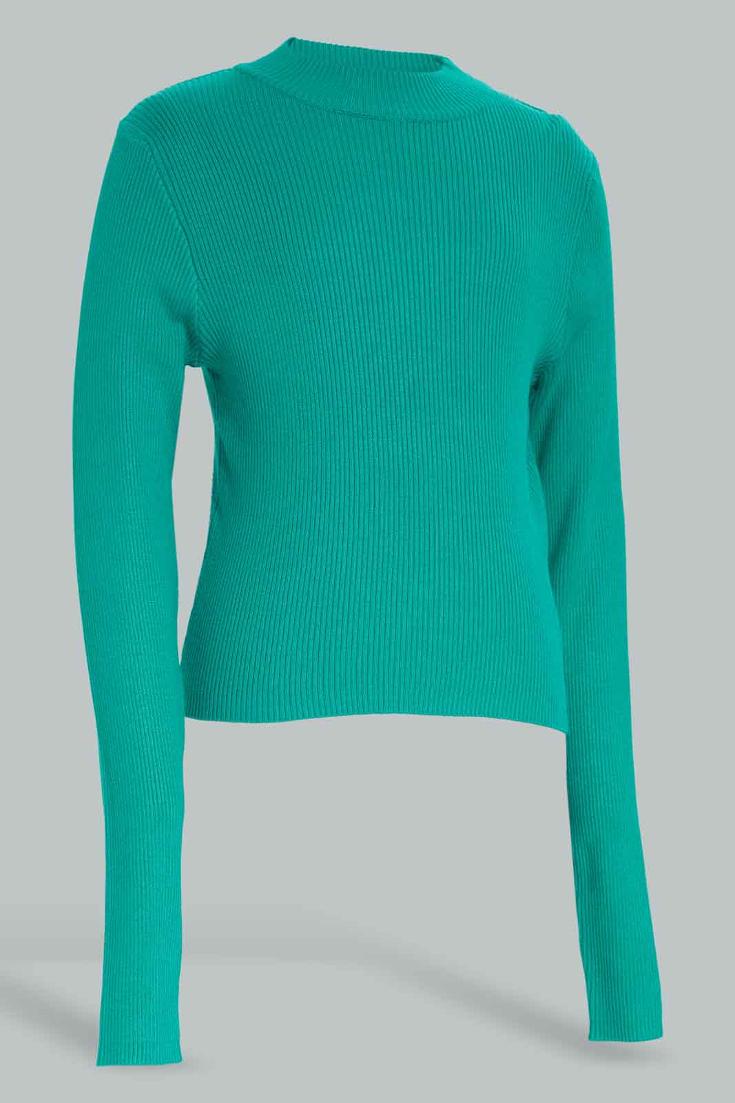 Redtag-Green-High-Neck-Plain-Pullover-Category:Pullovers,-Colour:Green,-Deals:New-In,-Filter:Women's-Clothing,-New-In-Women-APL,-Non-Sale,-Section:Women,-W22B,-Women-Pullovers-Women's-
