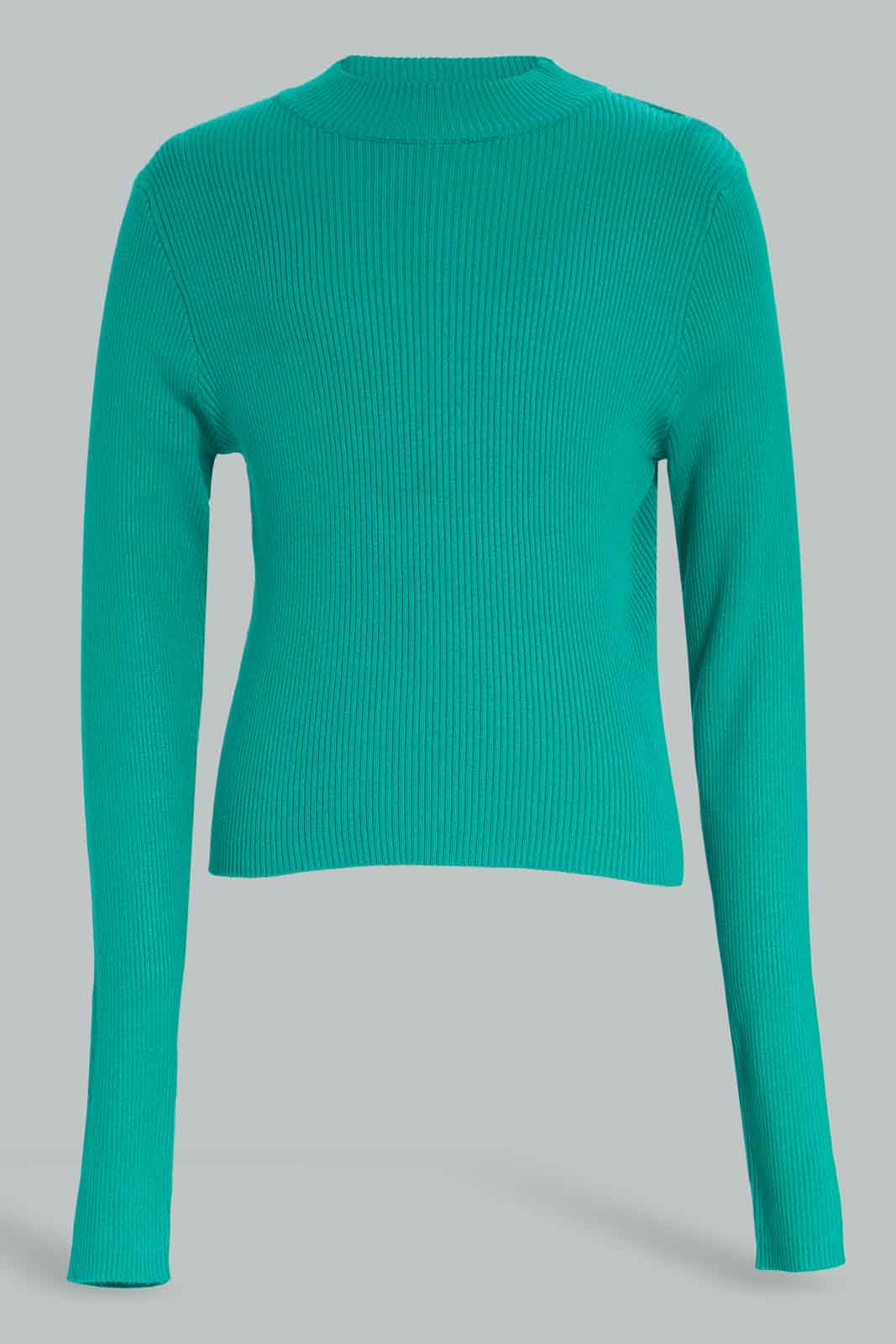 Redtag-Green-High-Neck-Plain-Pullover-Category:Pullovers,-Colour:Green,-Deals:New-In,-Filter:Women's-Clothing,-New-In-Women-APL,-Non-Sale,-Section:Women,-W22B,-Women-Pullovers-Women's-