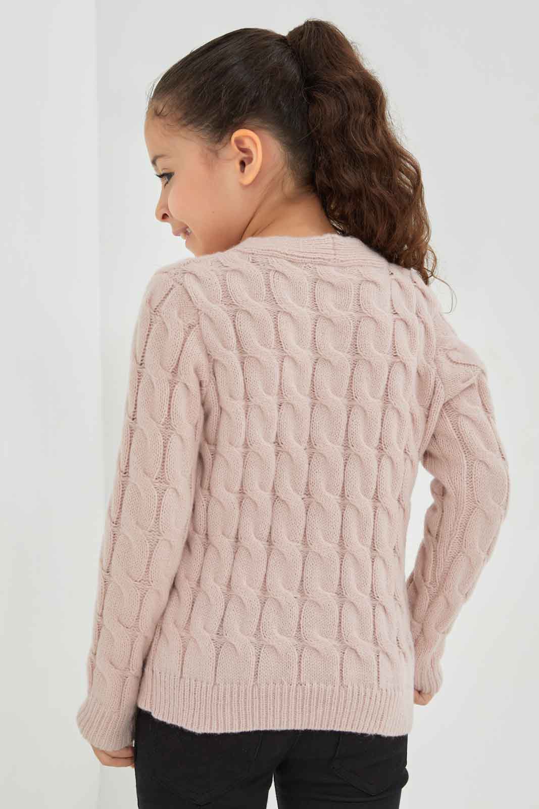 Redtag-Pink-Long-Sleeve-Cardigans-Cable-Knit-Category:Cardigans,-Colour:Apricot,-Deals:New-In,-Dept:Girls,-Filter:Girls-(2-to-8-Yrs),-GIR-Cardigans,-New-In-GIR-APL,-Non-Sale,-Section:Girls-(0-to-14Yrs),-W22B-Girls-2 to 8 Years