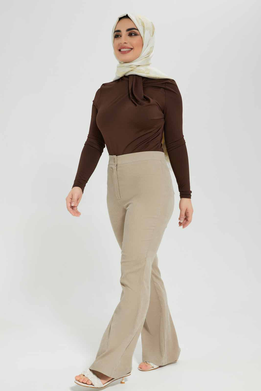 Redtag-Beige-Flared-Leg-Corduroy-Trousers-Category:Trousers,-Colour:Beige,-Deals:New-In,-Filter:Women's-Clothing,-LMC,-Modest,-New-In-Women-APL,-Non-Sale,-Section:Women,-W22B,-Women-Trousers--