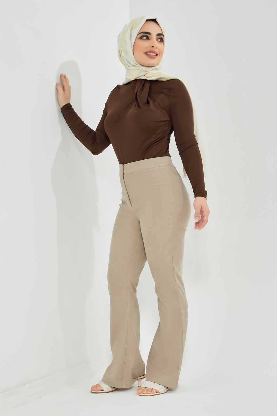 Redtag-Beige-Flared-Leg-Corduroy-Trousers-Category:Trousers,-Colour:Beige,-Deals:New-In,-Filter:Women's-Clothing,-LMC,-Modest,-New-In-Women-APL,-Non-Sale,-Section:Women,-W22B,-Women-Trousers--