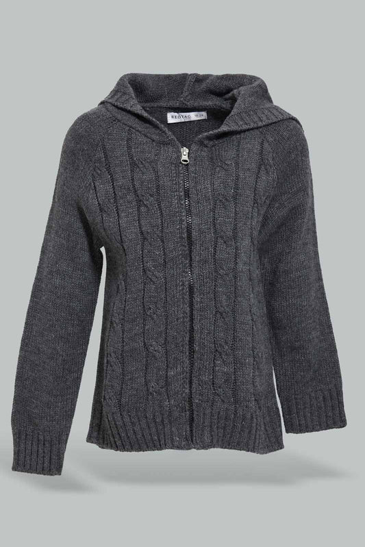 Redtag-Charcoal-Hoody-Zip-Thnrough-Padded-Cargian-Category:Cardigans,-Colour:Charcoal,-Deals:New-In,-Filter:Infant-Boys-(3-to-24-Mths),-INB-Cardigans,-New-In-INB-APL,-Non-Sale,-Section:Boys-(0-to-14Yrs),-W22B-Infant-Boys-3 to 24 Months