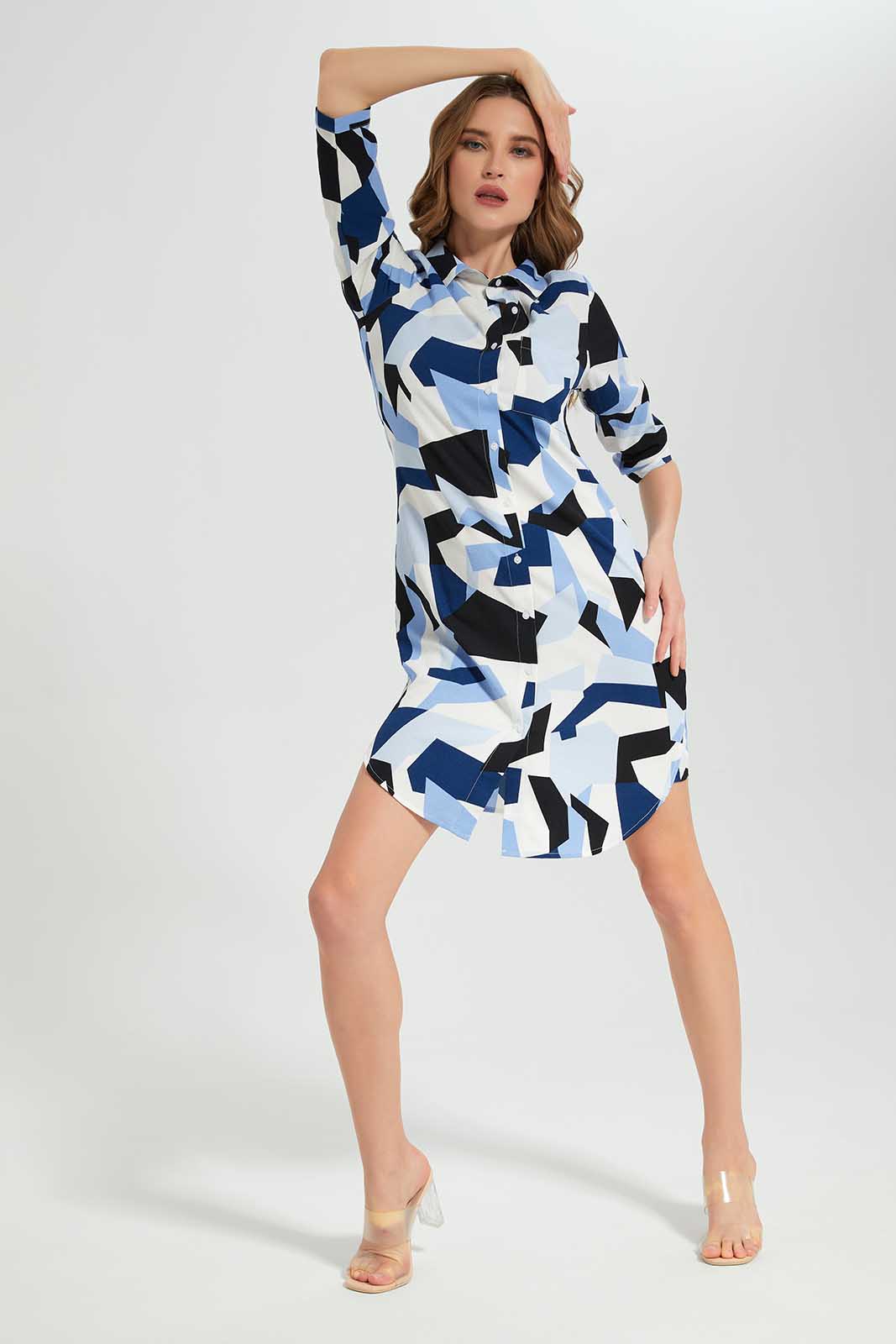 Redtag-Assorted-3/4-Sleeve-Dress-Category:Dresses,-Colour:Assorted,-Deals:New-In,-Filter:Women's-Clothing,-LEC,-LEC-Dresses,-New-In-LEC-APL,-Non-Sale,-Section:Women,-W22B-Women's-