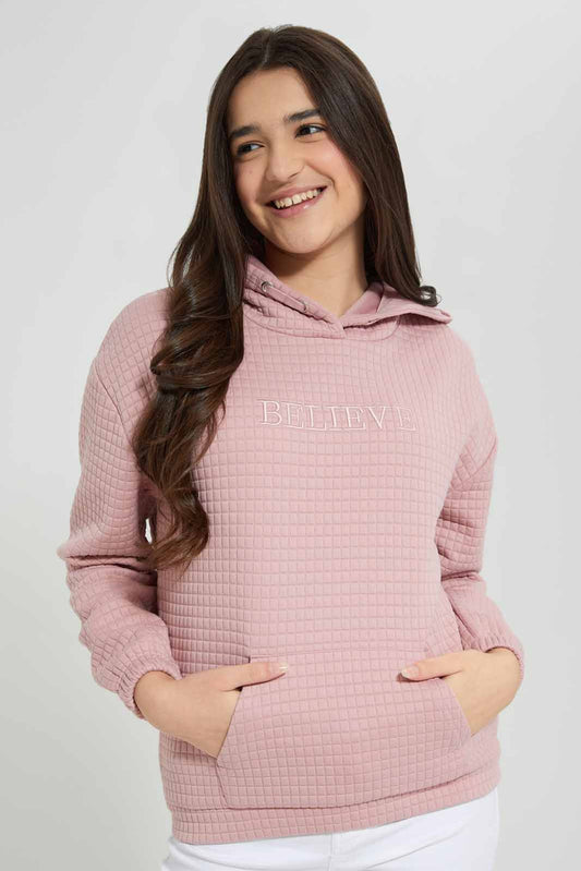 Redtag-Pink-Jacquard-Hoody-Category:Sweatshirts,-Colour:Apricot,-Deals:New-In,-Filter:Senior-Girls-(8-to-14-Yrs),-GSR-Sweatshirts,-New-In-GSR-APL,-Non-Sale,-Section:Girls-(0-to-14Yrs),-W22B-Senior-Girls-9 to 14 Years