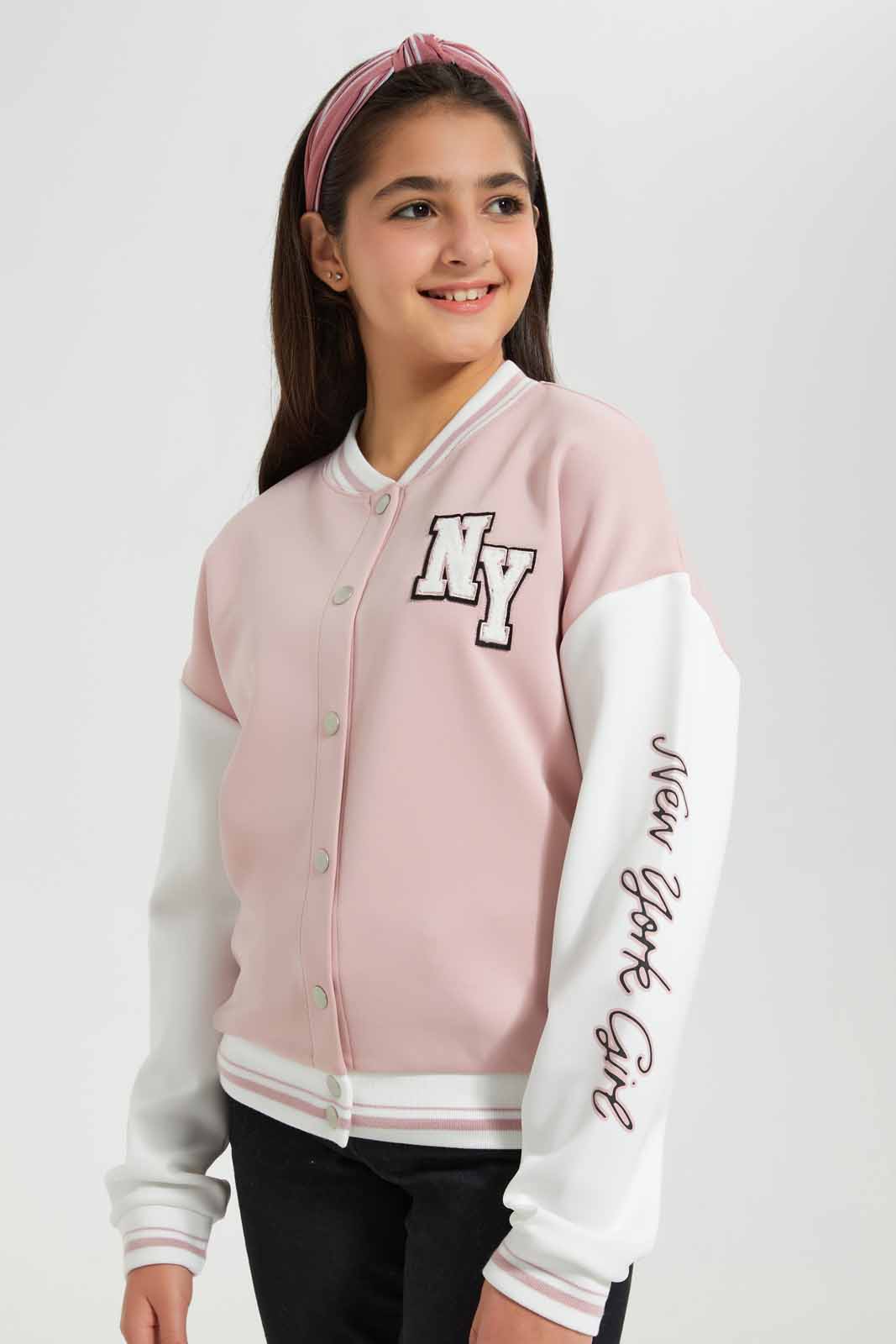 Redtag-Pink-Bomber-Jacket-Category:Sweatshirts,-Colour:Apricot,-Deals:New-In,-Filter:Senior-Girls-(8-to-14-Yrs),-GSR-Sweatshirts,-New-In-GSR-APL,-Non-Sale,-Section:Girls-(0-to-14Yrs),-W22B-Senior-Girls-9 to 14 Years